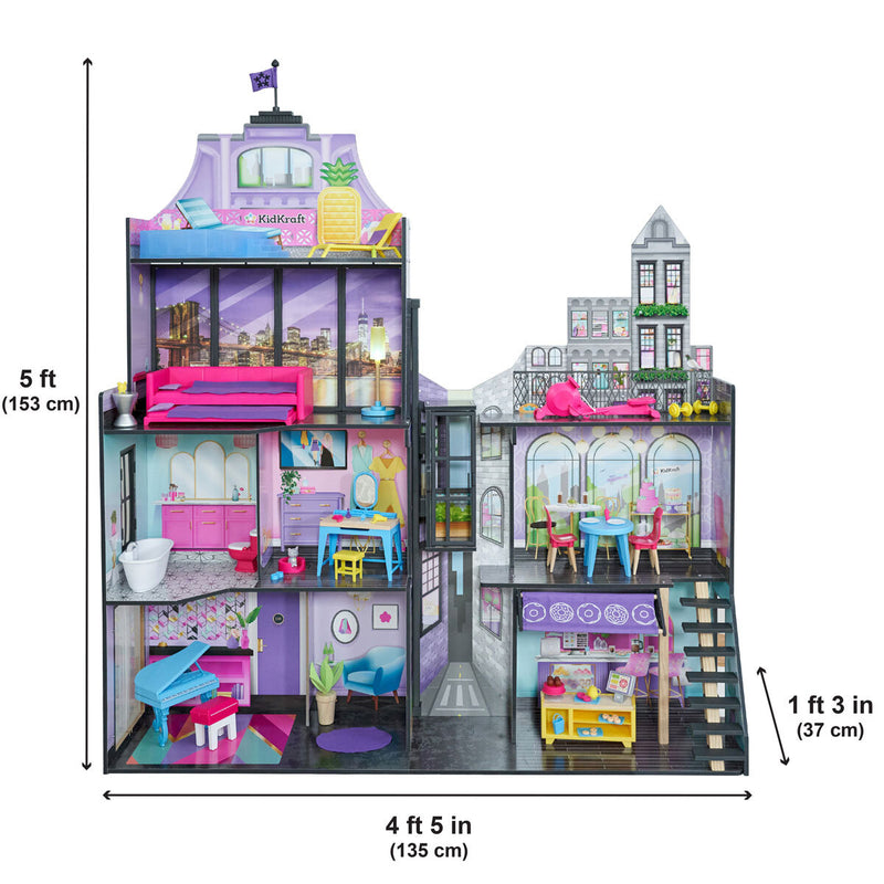 2 in 1 KidKraft Penthouse & Cafe Dollhouse (3+ Years) Playset