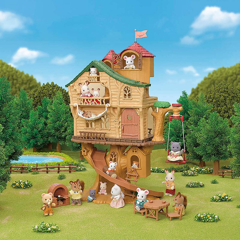 Sylvanian Adventure Tree House Gift Set Camping Edition & 3 Family Bundle Sets (3+ Years)