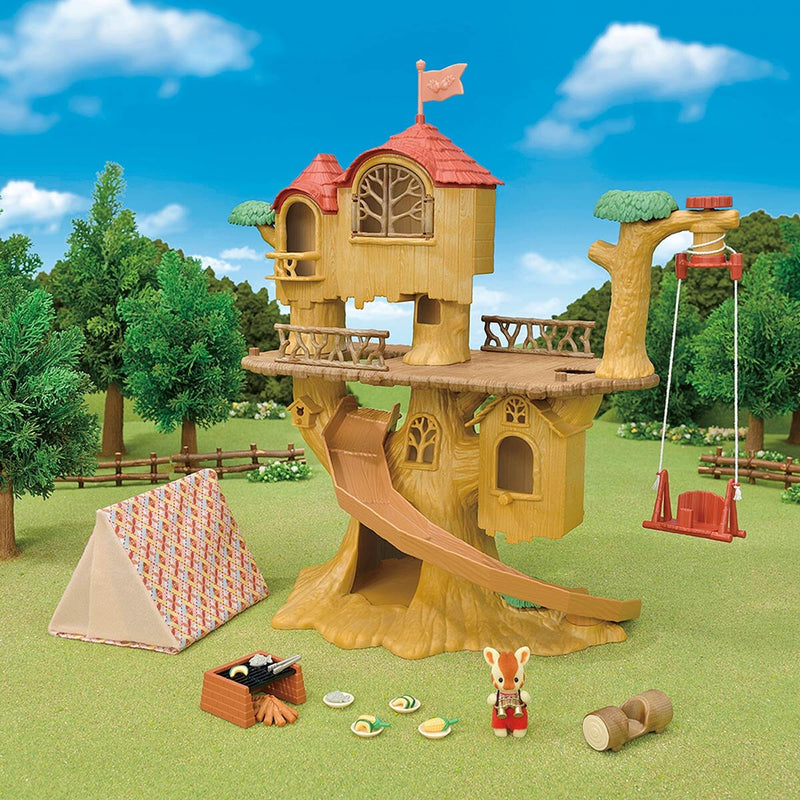 Sylvanian Adventure Tree House Gift Set Camping Edition & 3 Family Bundle Sets (3+ Years)