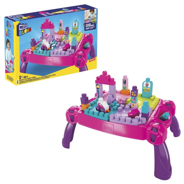 Mega Bloks Build 'N Learn Table Pink & Purple Building Toy