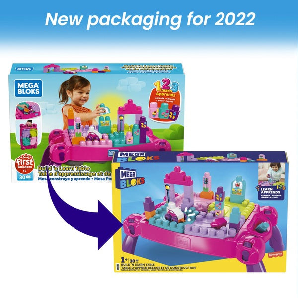 Mega Bloks Build 'N Learn Table Pink & Purple Building Toy