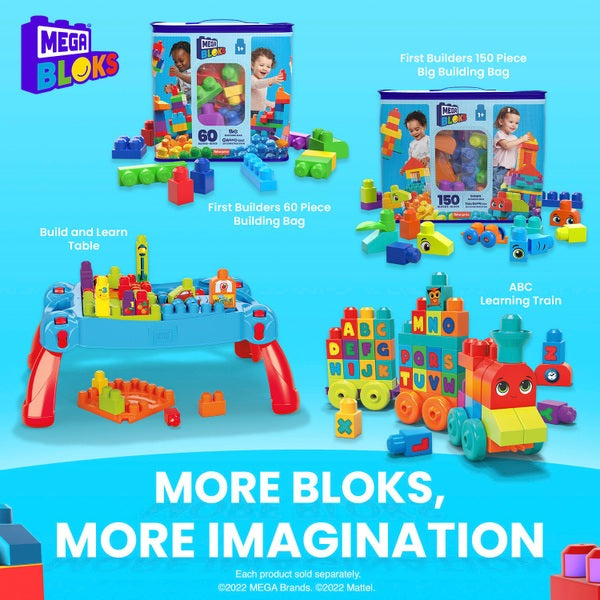 Mega Bloks Build 'N Learn Table Blue & Red Building Toy