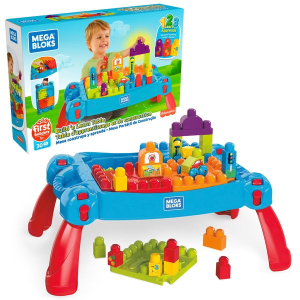 Mega Bloks Build 'N Learn Table Blue & Red Building Toy