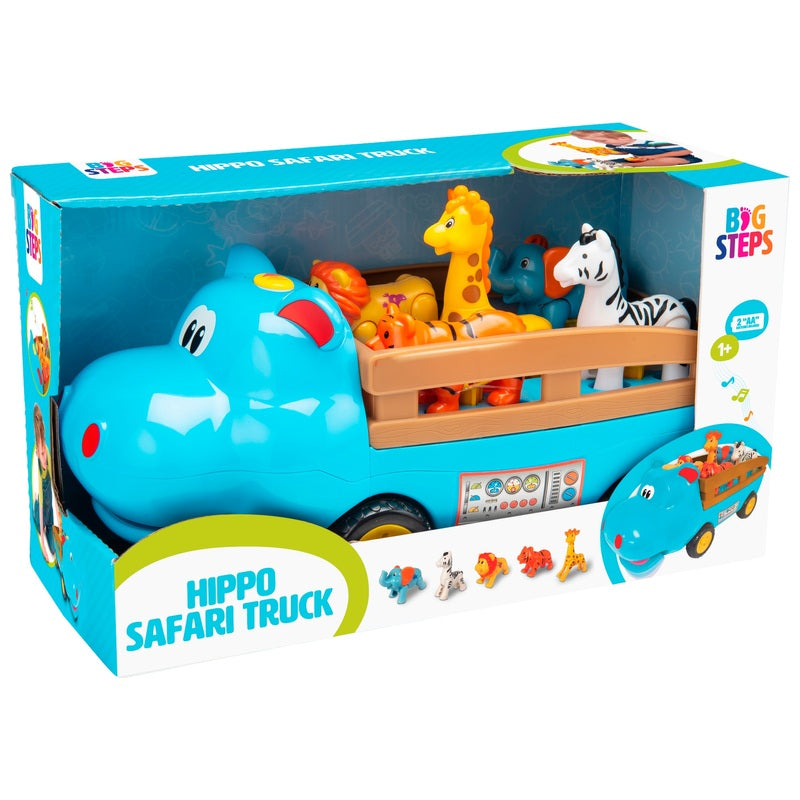 Big Steps Hippo Truck Safari Animals Playset + Free Activity Book