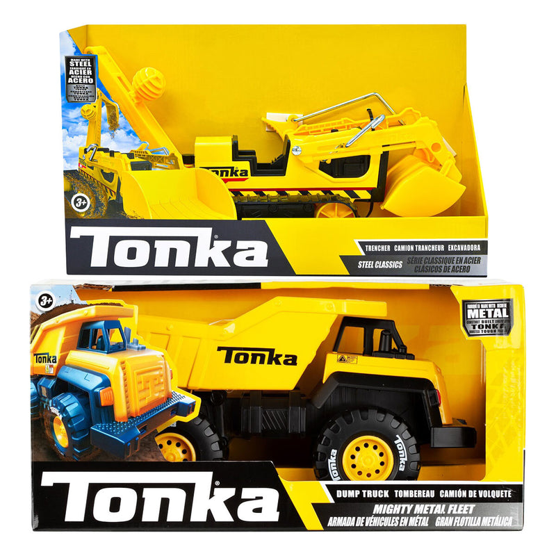 Tonka Steel Classics Trencher & Mighty Metal Fleet Dump Truck Bundle (3+ Years)