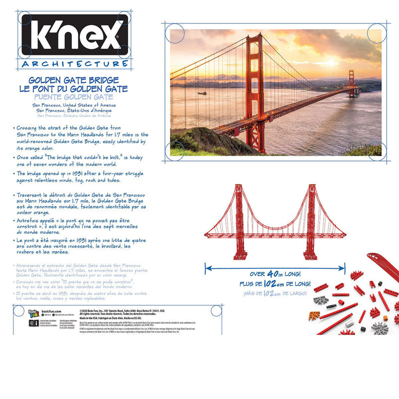 K'NEX 40 Inch Long (102Cm) Architecture Golden Gate Bridge Building Set (9+ Years)