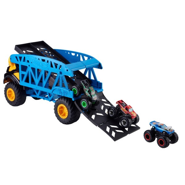 Hot Wheels Monster Mover and 3 Monster Trucks