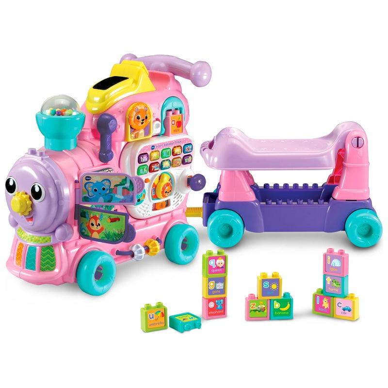 VTech Baby 4-in-1 Alphabet Train Ride On Pink + Free Activity Book