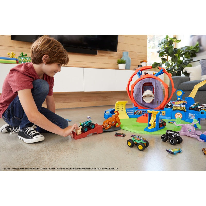 Hot Wheels Monster Trucks Volcano Arena Set + Free Activity Book