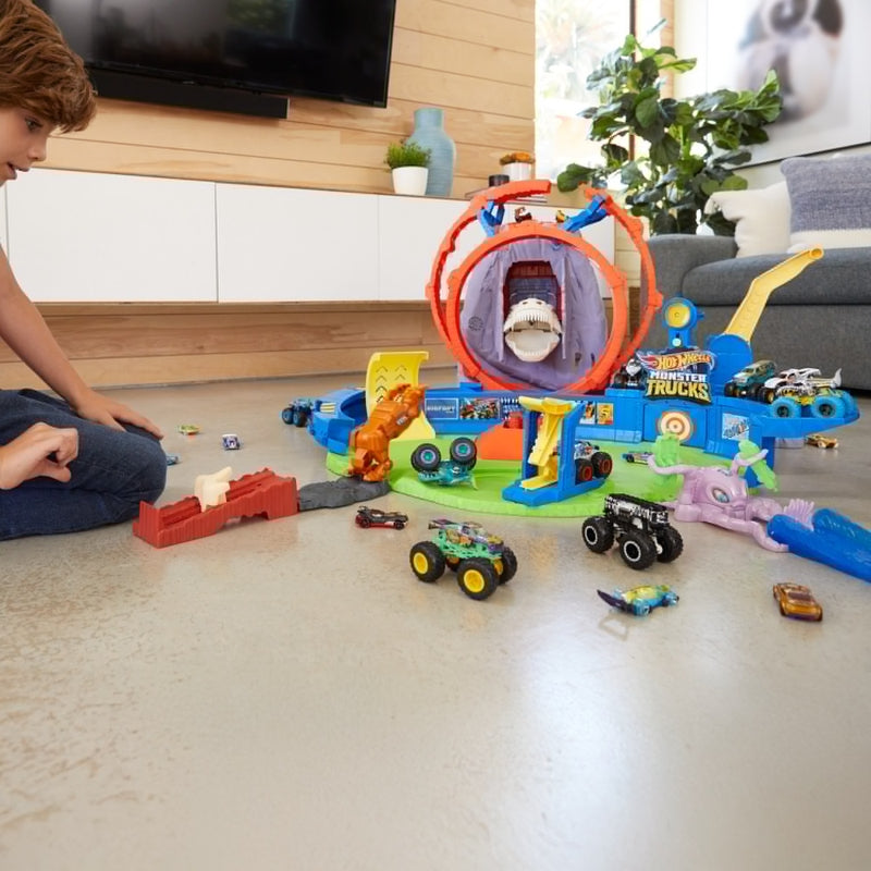 Hot Wheels Monster Trucks Volcano Arena Set + Free Activity Book
