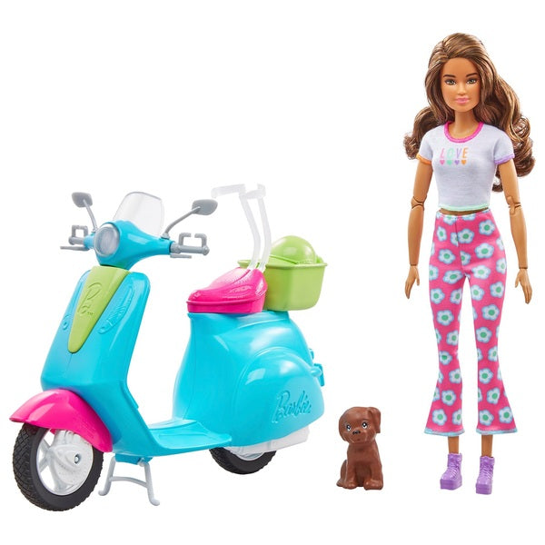 Barbie Holiday Fun Doll, Scooter and Accessories For 3 Yrs +