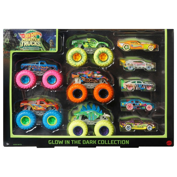 Hot Wheels 1:64 Scale Glow in the Dark Collection 10 Pack Diecast