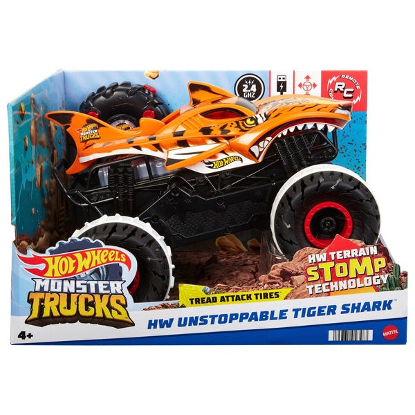 Hot Wheels Monster Trucks Remote Control Unstoppable Tiger Shark