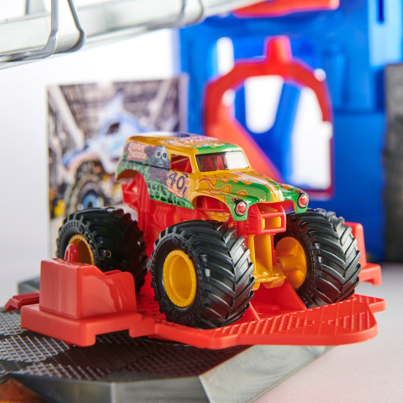 Monster Jam Garage Playset with 1:64 Grave Digger + Free Activity Book