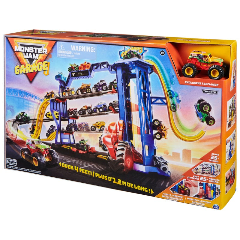 Monster Jam Garage Playset with 1:64 Grave Digger + Free Activity Book