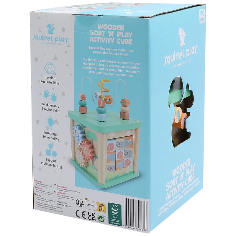 Squirrel Play Safari Wooden Sort & Play Activity Cube