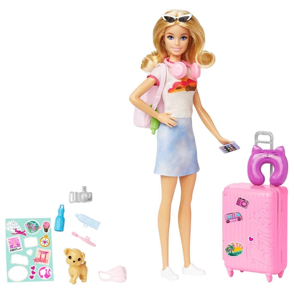 Barbie Travel Doll with Dog and Holiday Accessories Set