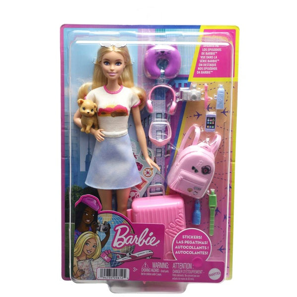 Barbie Travel Doll with Dog and Holiday Accessories Set