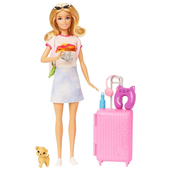 Barbie Travel Doll with Dog and Holiday Accessories Set