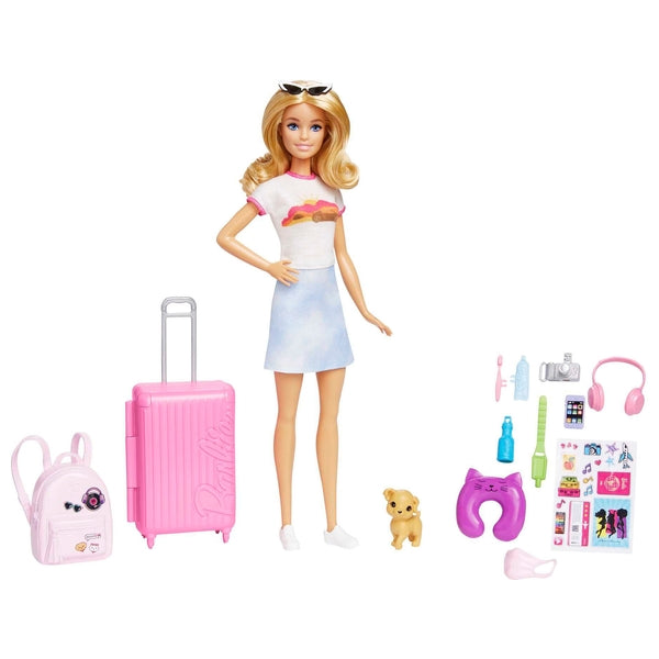 Barbie Travel Doll with Dog and Holiday Accessories Set