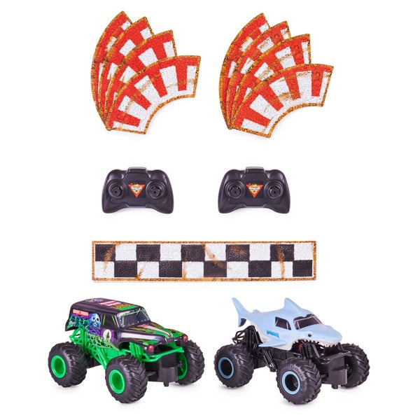 Monster Jam: Grave Digger Vs. Megalodon Racing Rivals Remote Control Trucks 1:24