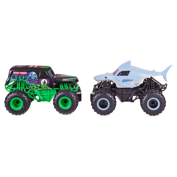 Monster Jam: Grave Digger Vs. Megalodon Racing Rivals Remote Control Trucks 1:24