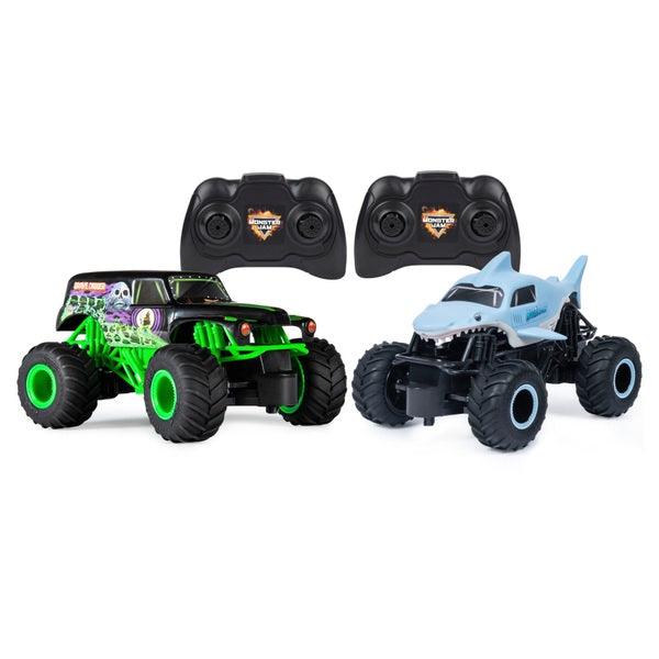 Monster Jam: Grave Digger Vs. Megalodon Racing Rivals Remote Control Trucks 1:24