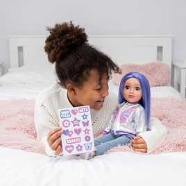 Kids DesignaFriend Fashion Riley Doll - 18inch/46cm With Cool Sticker Sheet