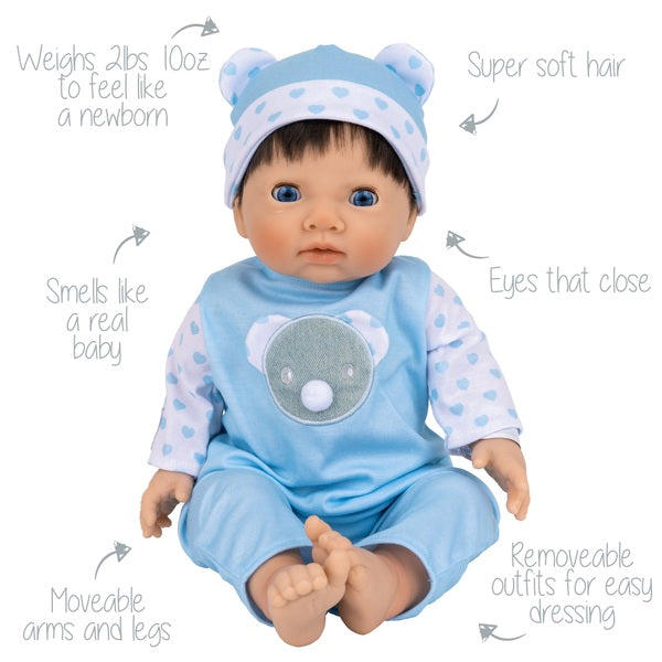 Tiny Treasures Doll in Blue Bear Outfit 44cm