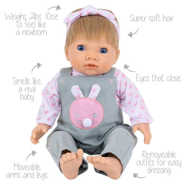 Tiny Treasures Doll in Pink Bunny Outfit 44cm