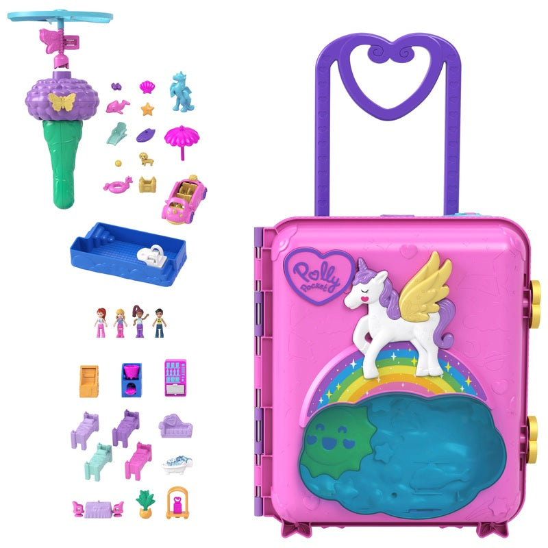 Polly Pocket Pollyville Resort Playset Rolling Suitcase + Free Activity Book