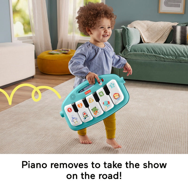Fisher-Price Glow & Grow Kick & Play Piano Baby Gym Blue + Free Activity Book