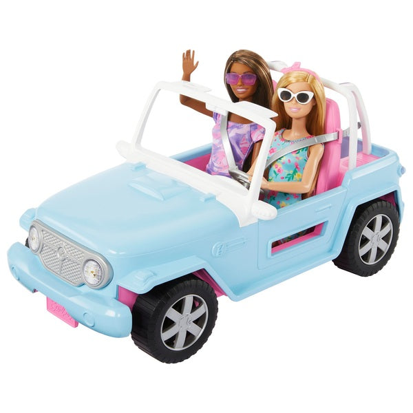 Barbie Jeep with 2 Dolls, Puppy and Accessories Set