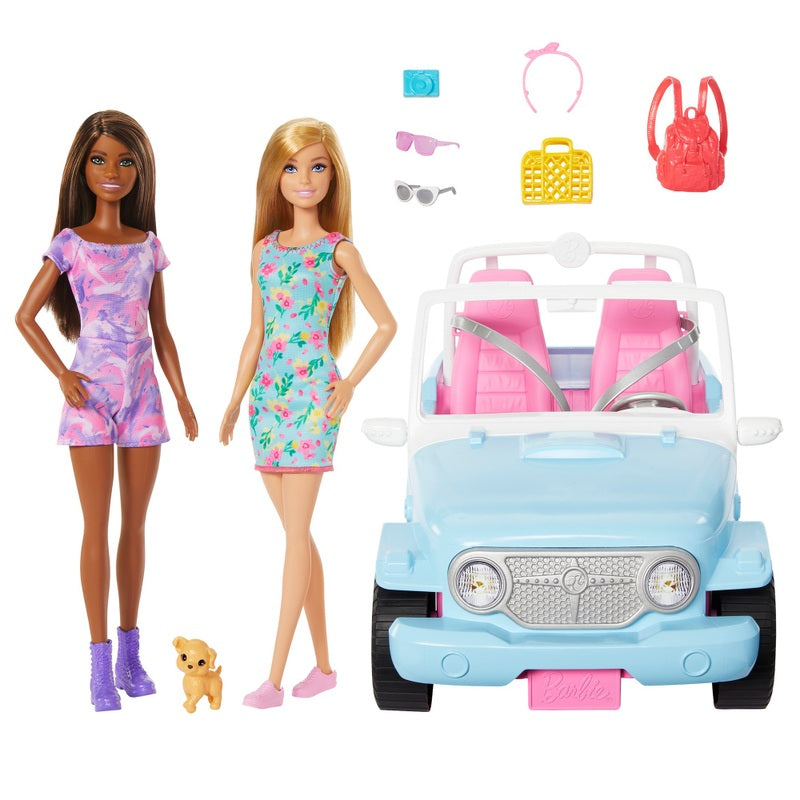Barbie Jeep with Dolls & Accessories + Free Activity Book