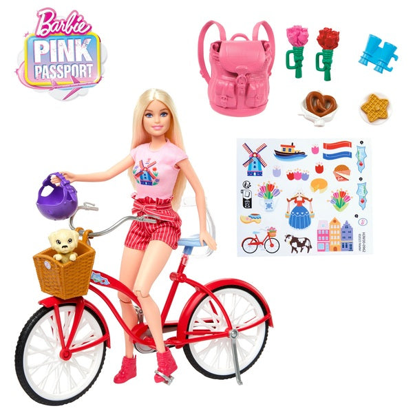 Barbie Pink Passport Holland Doll with Bike