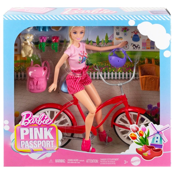 Barbie Pink Passport Holland Doll with Bike