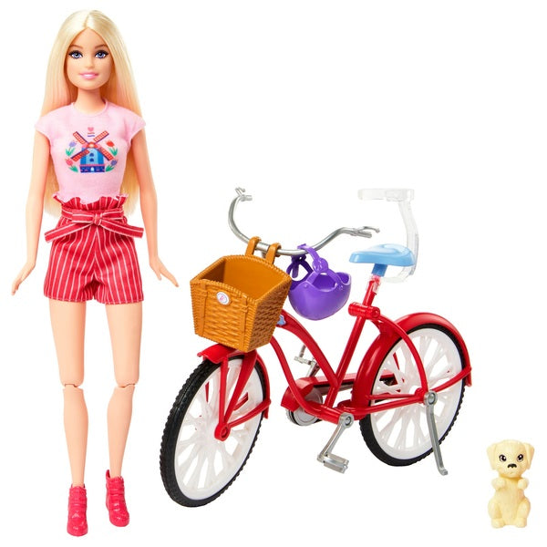 Barbie Pink Passport Holland Doll with Bike