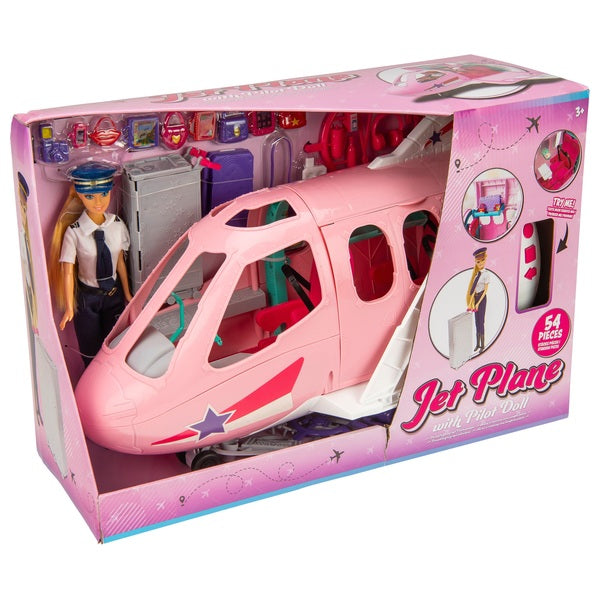 Lights and Sounds Jet Plane Playset with Pilot Doll