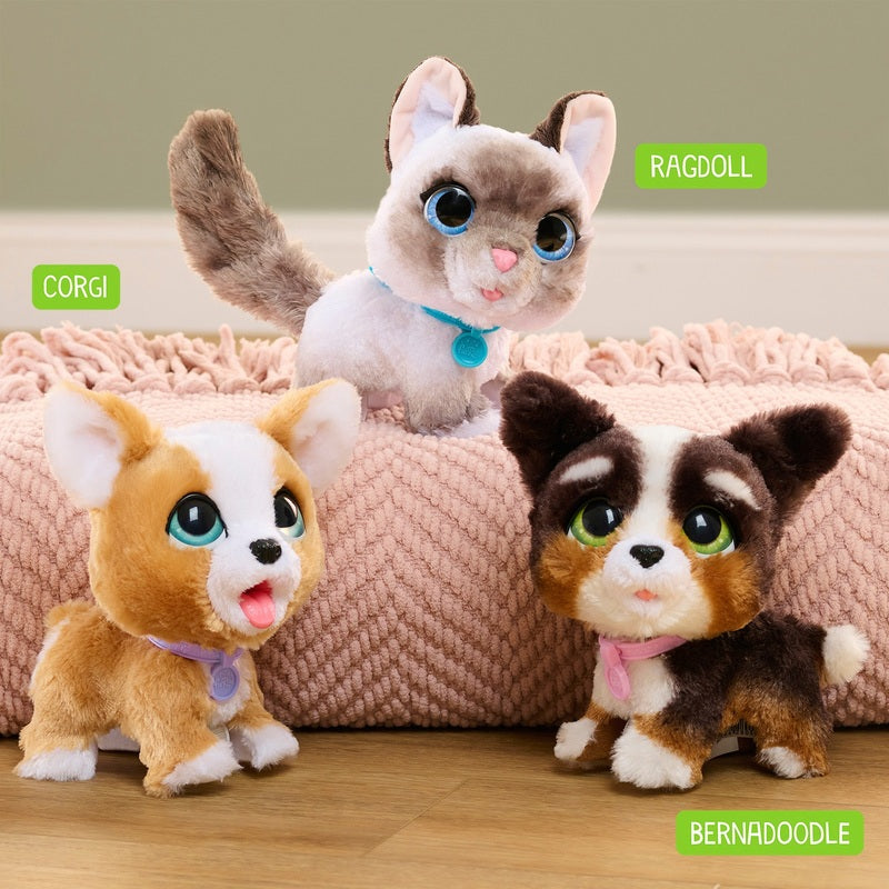 FurReal Walk-A-Lots Bernedoodle Interactive Plush Pet Toy + Free Activity Book