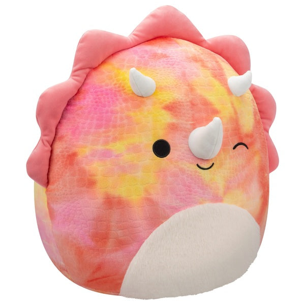 Original Squishmallows 40cm Trinity the Pink Tie-Dye Triceratops Soft Toy