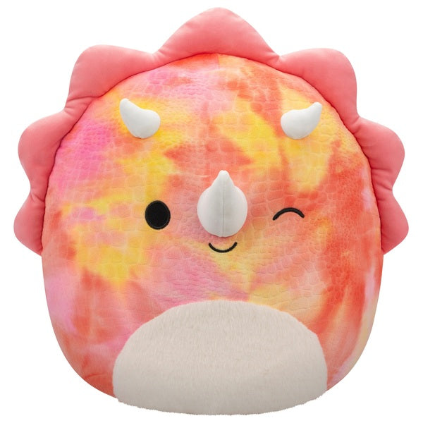 Original Squishmallows 40cm Trinity the Pink Tie-Dye Triceratops Soft Toy