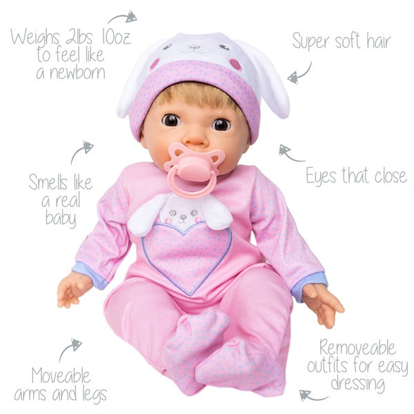 Tiny Treasures Peekaboo Bunny Baby Doll With Accessories