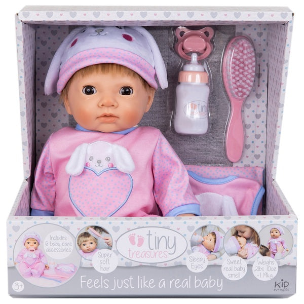 Tiny Treasures Peekaboo Bunny Baby Doll With Accessories