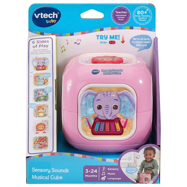 VTech Sensory Sounds Musical Cube Pink For Babies 3 Months +