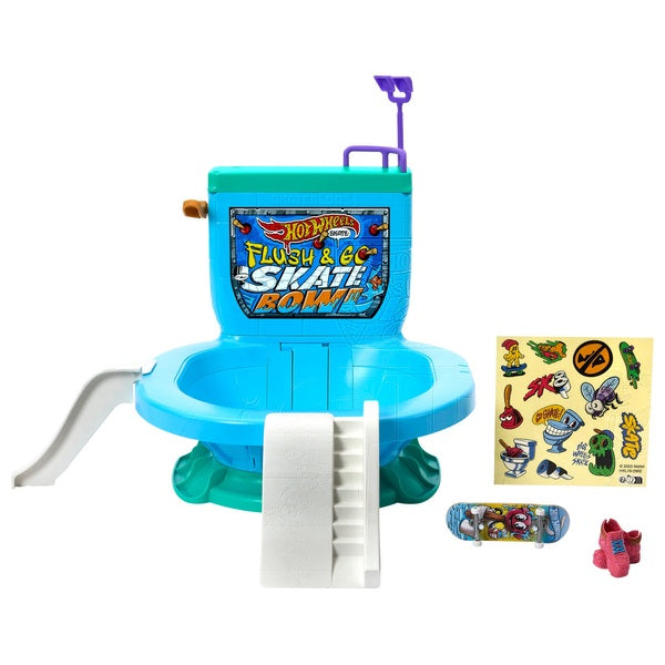 Hot Wheels Flush & Go Skate Bowl Set