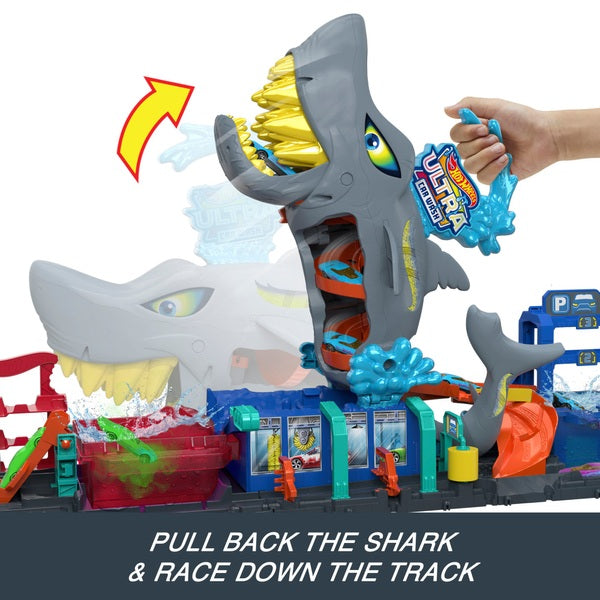 Hot Wheels City Let's Race Netflix -Ultra Shark Car Wash Set