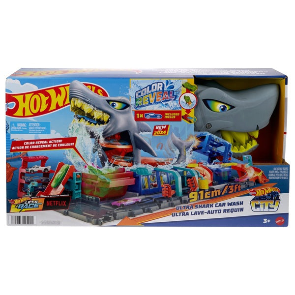 Hot Wheels City Let's Race Netflix -Ultra Shark Car Wash Set