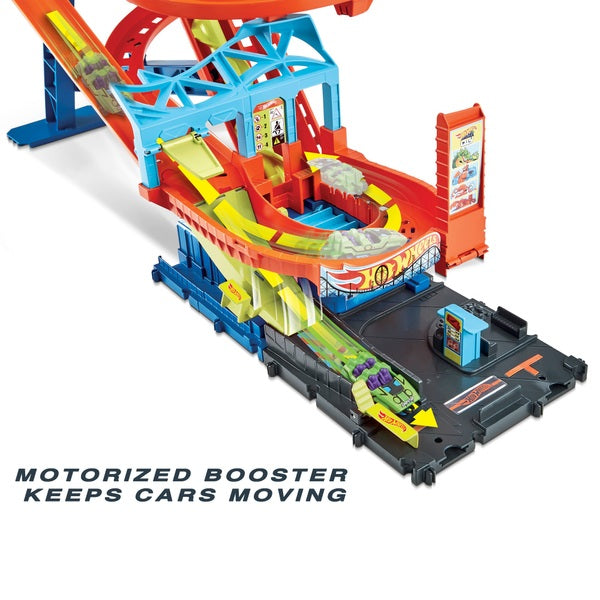 Hot Wheels City Roller Coaster Rally with 5 Diecast Vehicles