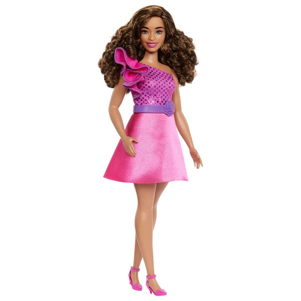 Barbie Fashionista Doll 225 with Brown Hair and Pink Dress