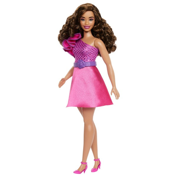 Barbie Fashionista Doll 225 with Brown Hair and Pink Dress